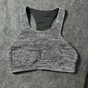 Lululemon Pace Perfect Bra Air Time White Black Women’s Size 8 Racerback Mesh